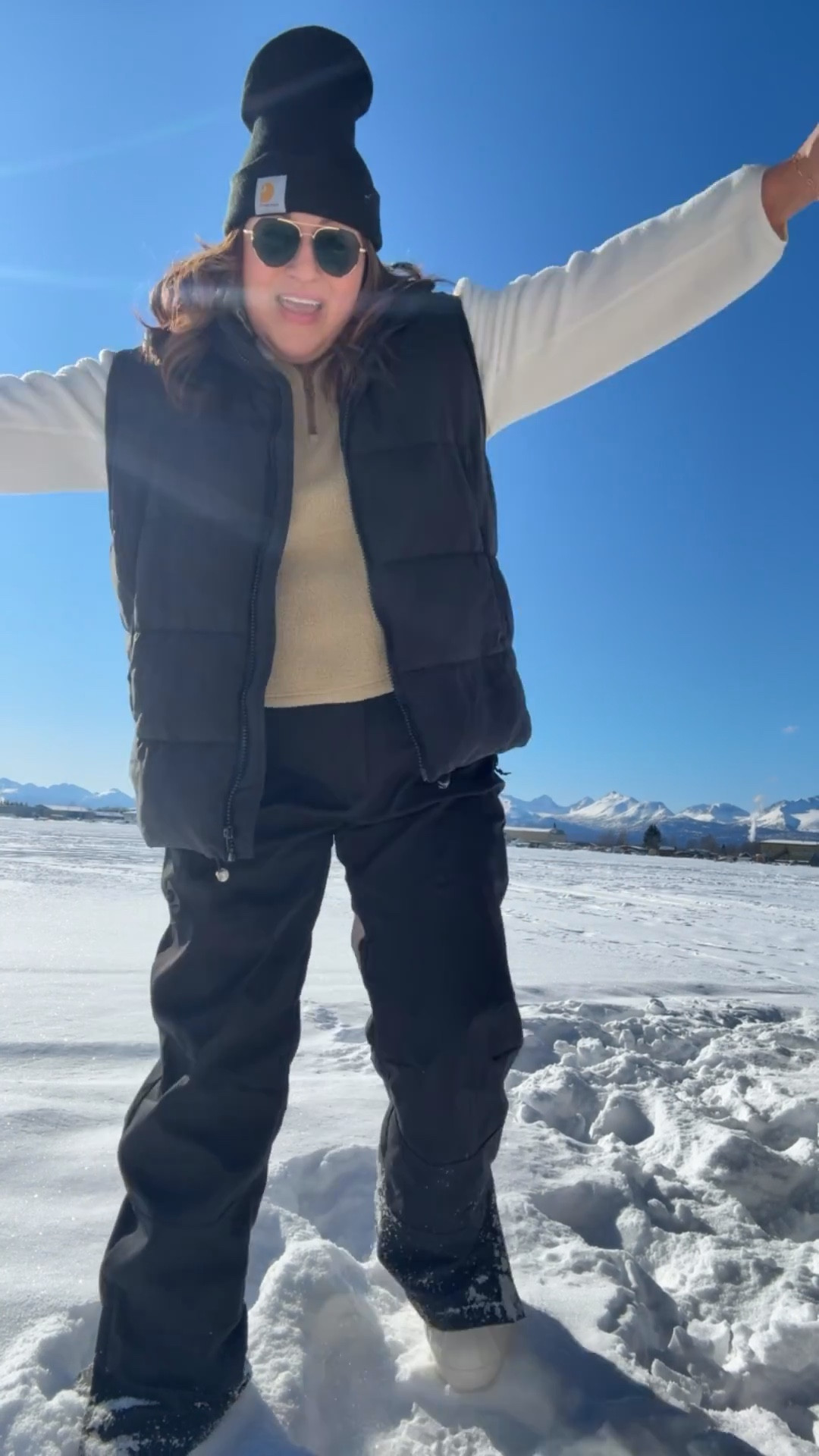 Carhartt beanie 
Amazon vest (XL)
The North Face 1/4 zip fleece
Snow pants from Costco 
Bunny Boots from Alaska Gear Company - use code LESLI10 for 10% off their boots


#LTKOver40 #LTKMidsize #LTKSpringSale