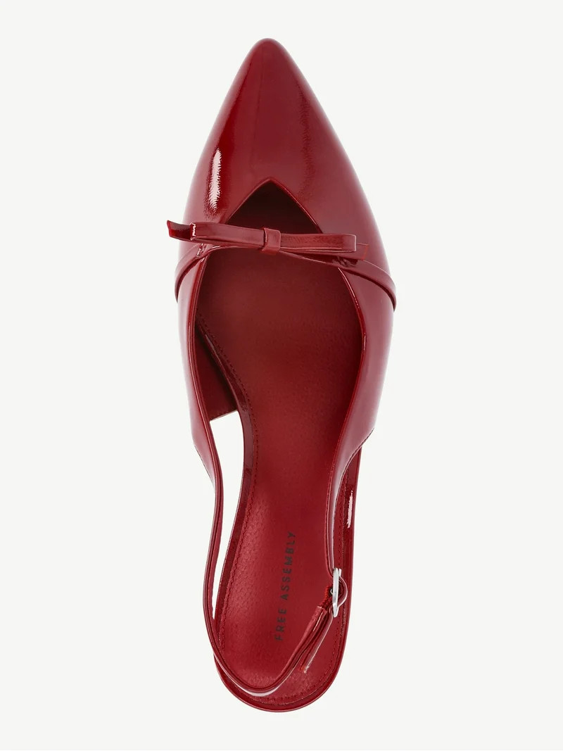 Free Assembly Women's Slingback Kitten Heel Shoes with Bow | Walmart (US)