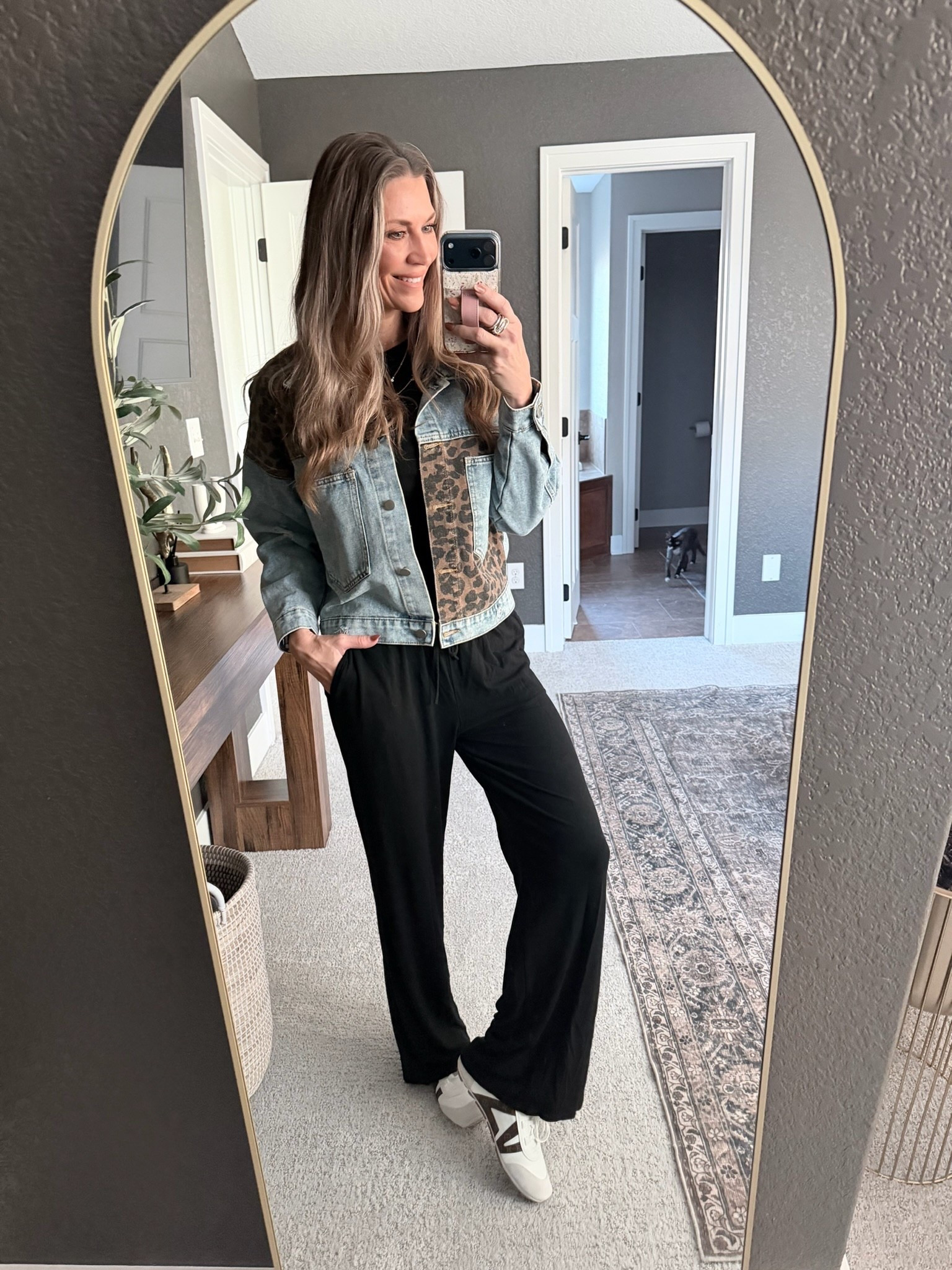 Relaxed black set and a statement denim jacket—my go-to effortless outfit for busy days. So comfortable yet still put together. 

casual outfit ideas, comfy chic style, denim jacket outfit inspo

#LTKmomlife #LTKootd #LTKFindsUnder50
