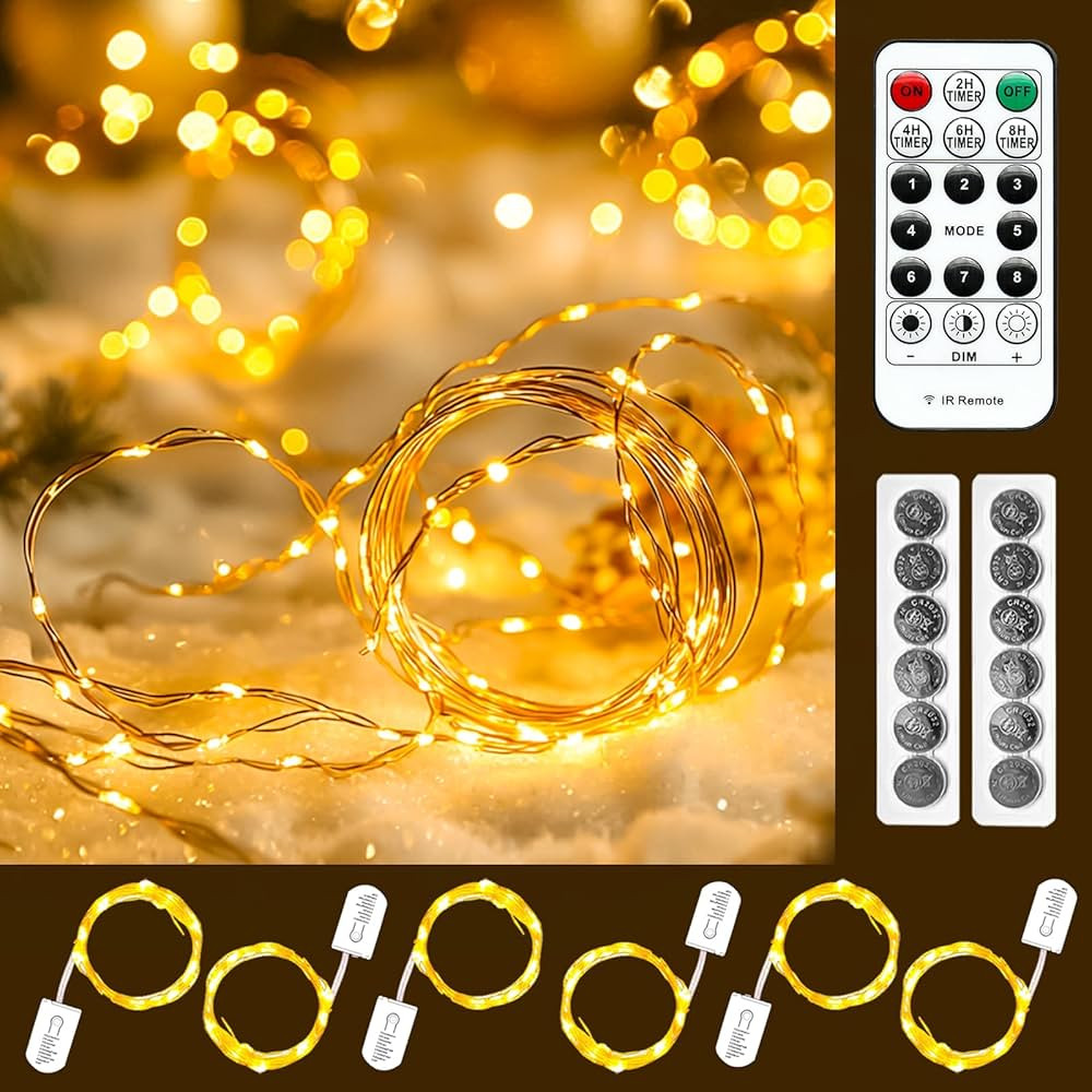 HXWEIYE 6 Pack Fairy Lights Battery Operated with Remote & Timer, 7ft 20LED Mini Firefly Starry L... | Amazon (US)