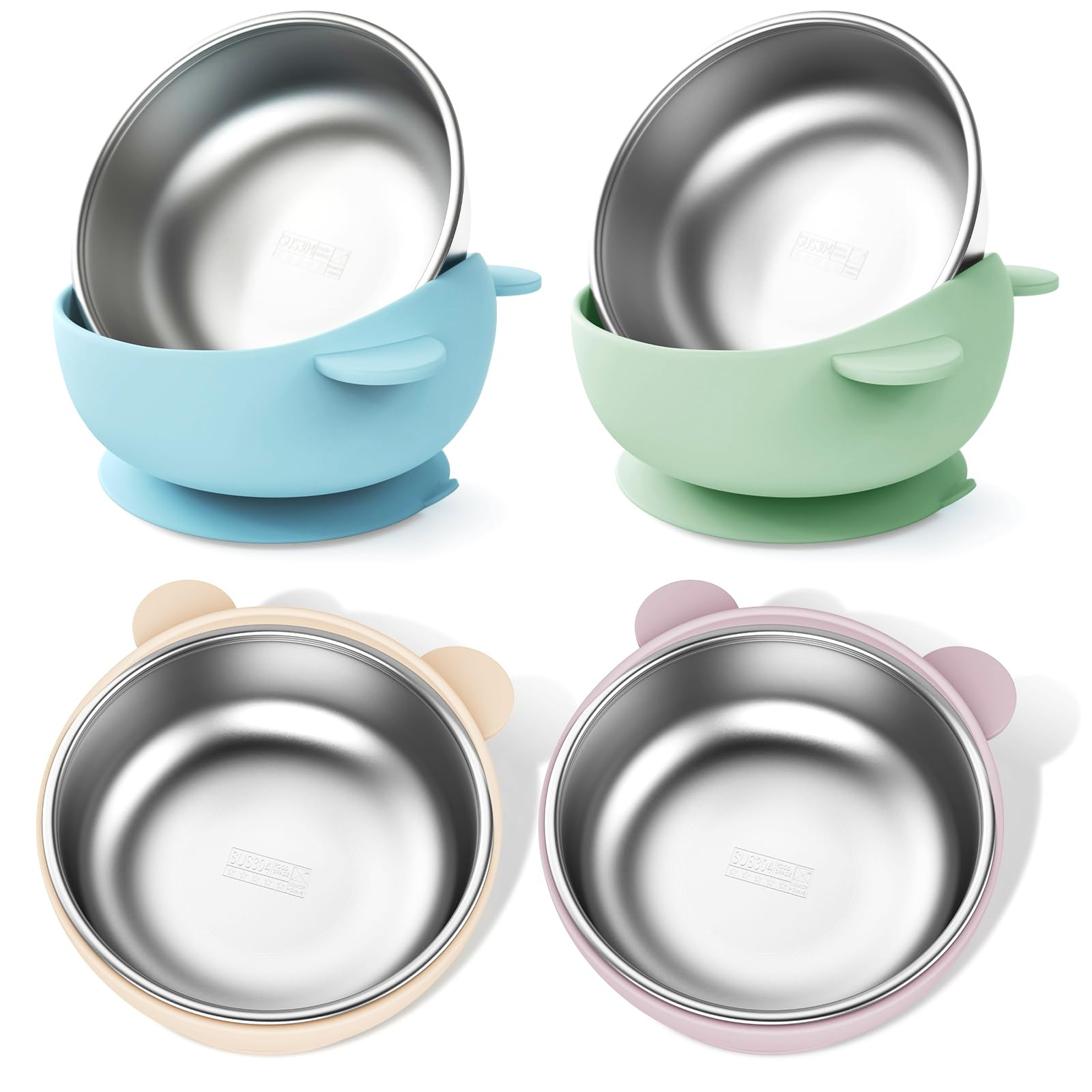 Stainless Steel Baby Bowls with Suction, 2-in-1 SUS304 Toddlers Bowl & Removable Silicone Suction... | Amazon (US)