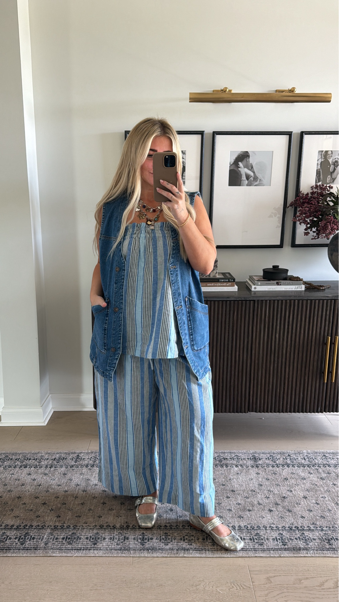 Cute transitional set🩵 I am in a large #freepeople #linen #denimvest 

#LTKStyleTip #LTKSeasonal #LTKMidsize