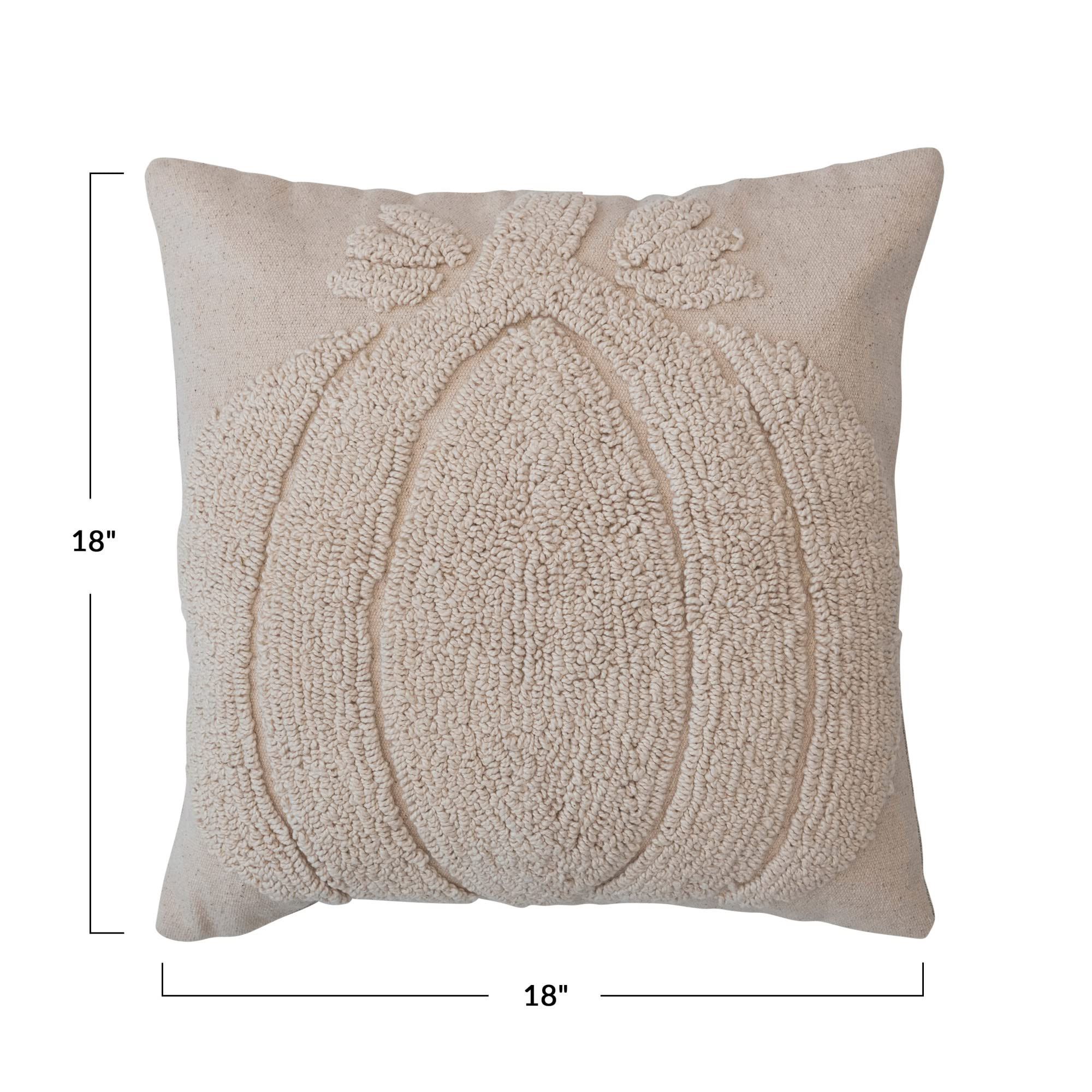 Creative Co-Op 18' Square Cotton Slub Tufted Pillow w/Pumpkin & Chambray Back, Cream Color,Beige | Amazon (US)