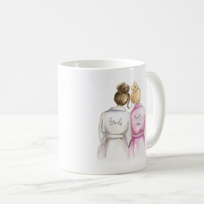 Blank Back Mug Brunette Bride Blonde Maid of H | Zazzle