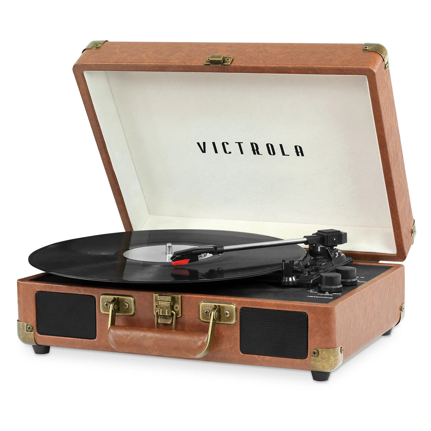 Victrola The Journey Bluetooth Suitcase Record Player with 3-speed Turntable (Brown) | Walmart (US)