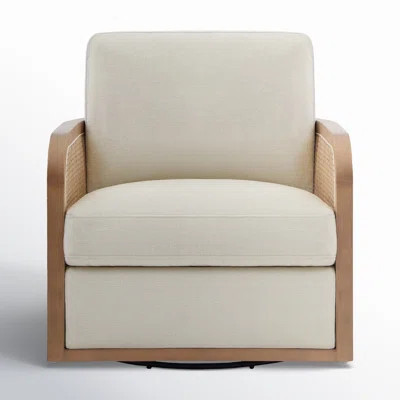 Juliette Upholstered Natural Cane Swivel Barrel Chair | Wayfair North America