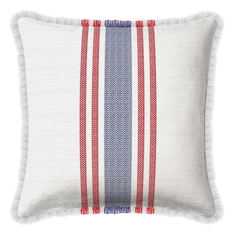 Patriotic White Striped Throw Pillow with Fringe, 18" | At Home