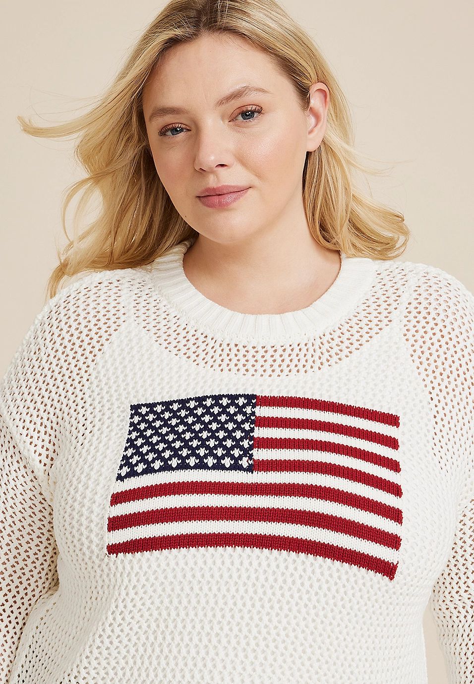 Plus Size Americana Open Stitch Sweater | Maurices