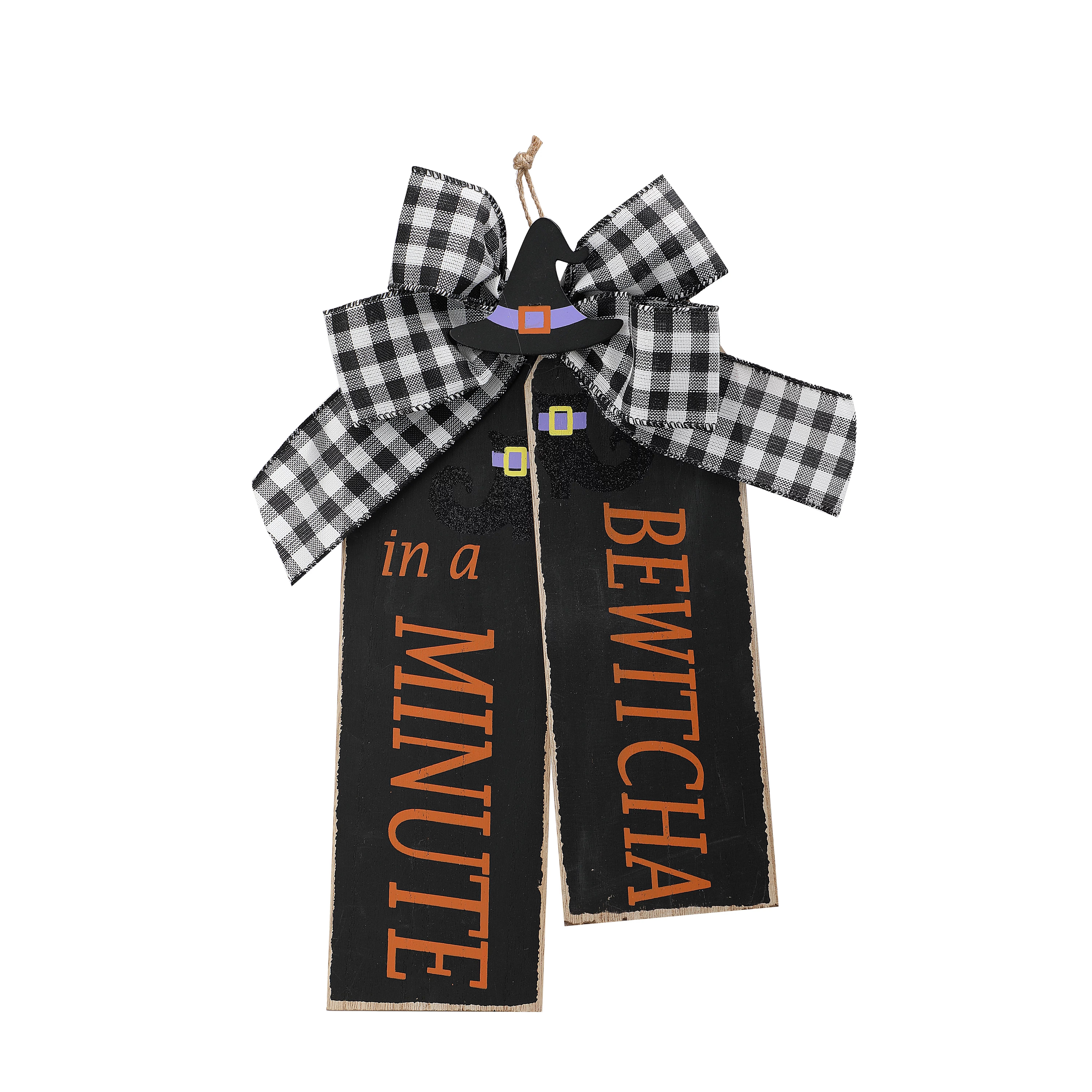 Way to Celebrate "BEWITCHA in a Minute" Halloween Wood Sign; Black, 11"W x 1.5"L x 16.3"H | Walmart (US)