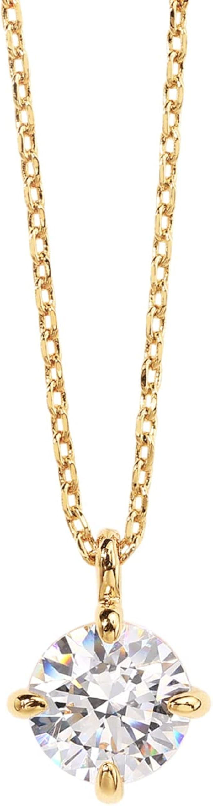 PAVOI 14K Gold Plated Cubic Zirconia Diamond Pendant Necklace for Women | Adjustable Slider | Amazon (US)