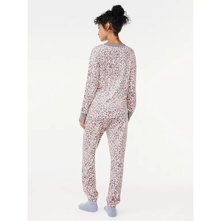 Joyspun Women's Stretch Velour Top and Pants Pajama Set with Socks, 3-Piece, Sizes S to 3X | Walmart (US)