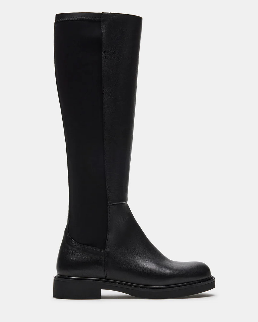 LEXINGTON Black Leather Lug Sole Knee High Boot | Women's Boots | Steve Madden (US)