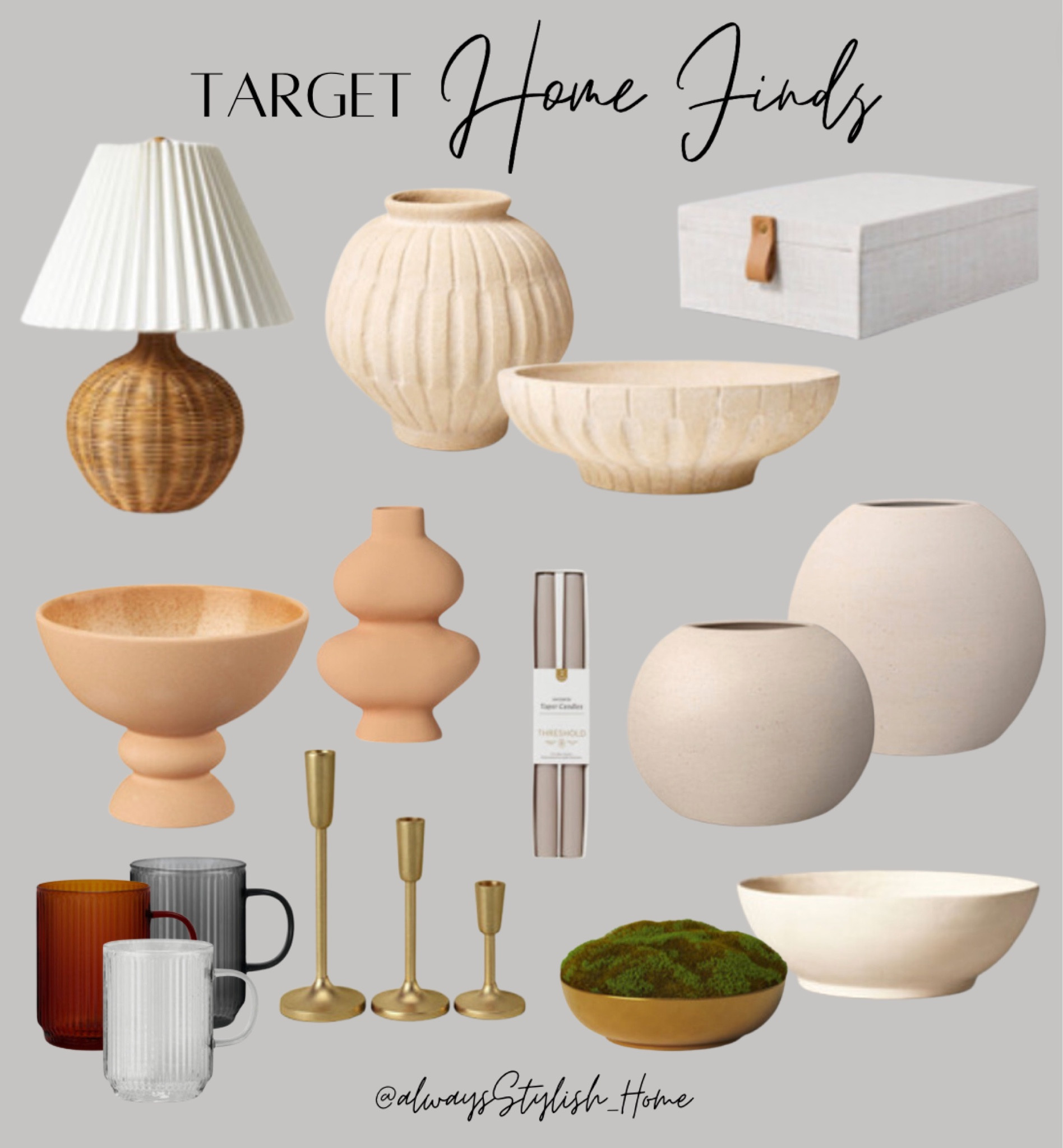 Target home finds, home decor, modern organic vase, ceramic bowl, pedestal bowl, carved vase, fluted glass mugs, taper candles, wicker lamp, linen box, 

#LTKMostLoved #LTKhome #LTKfindsunder50