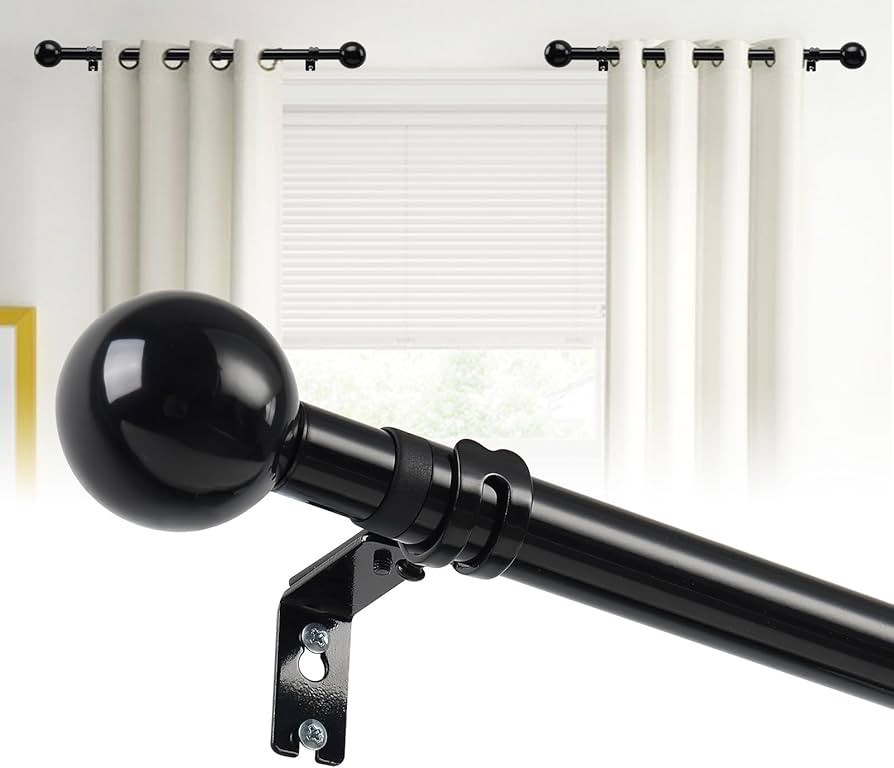 12-20 Inch 1" Side Curtain Rod,Set of 2, Adjustable Black Curtain Rods Side, Short Curtain Rod wi... | Amazon (US)