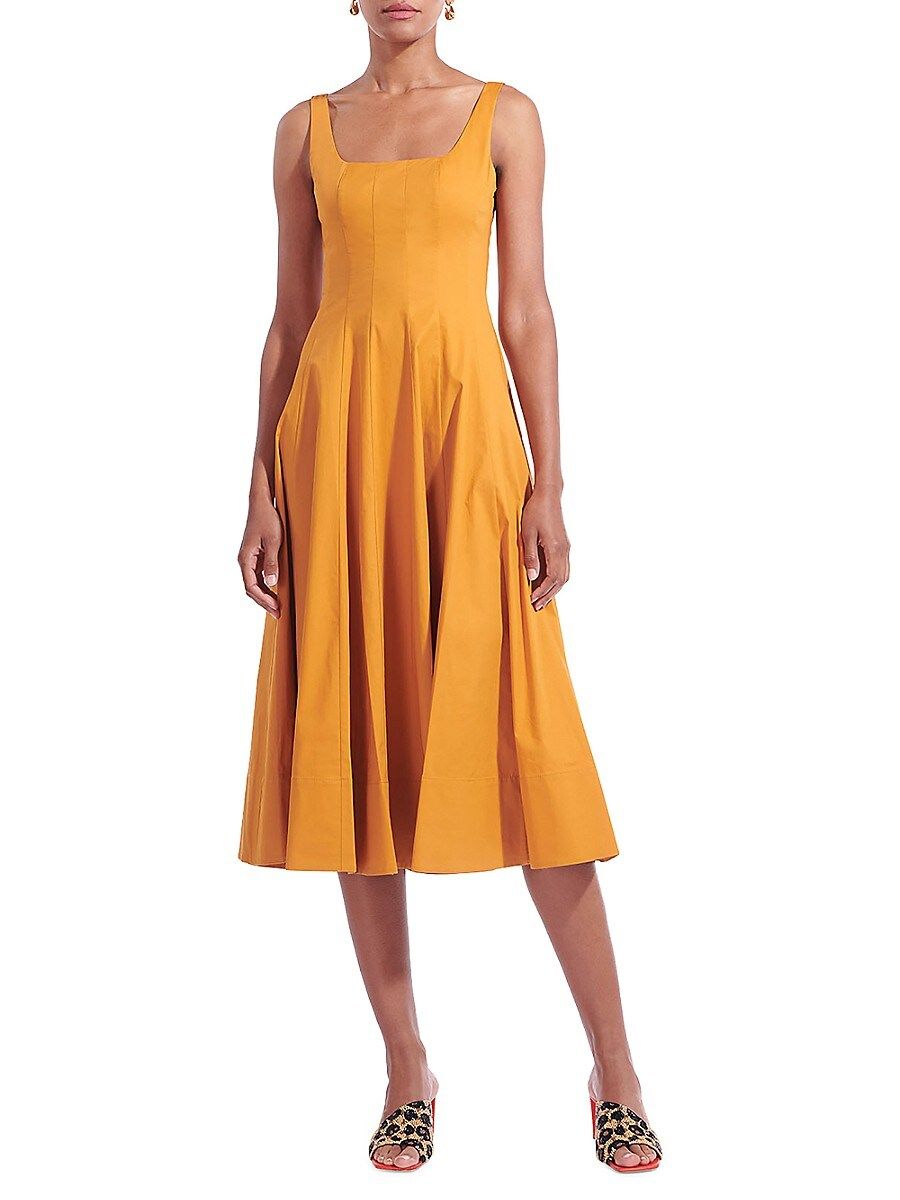 STAUD Wells Midi Dress - Honey - Size 6 | Saks Fifth Avenue OFF 5TH