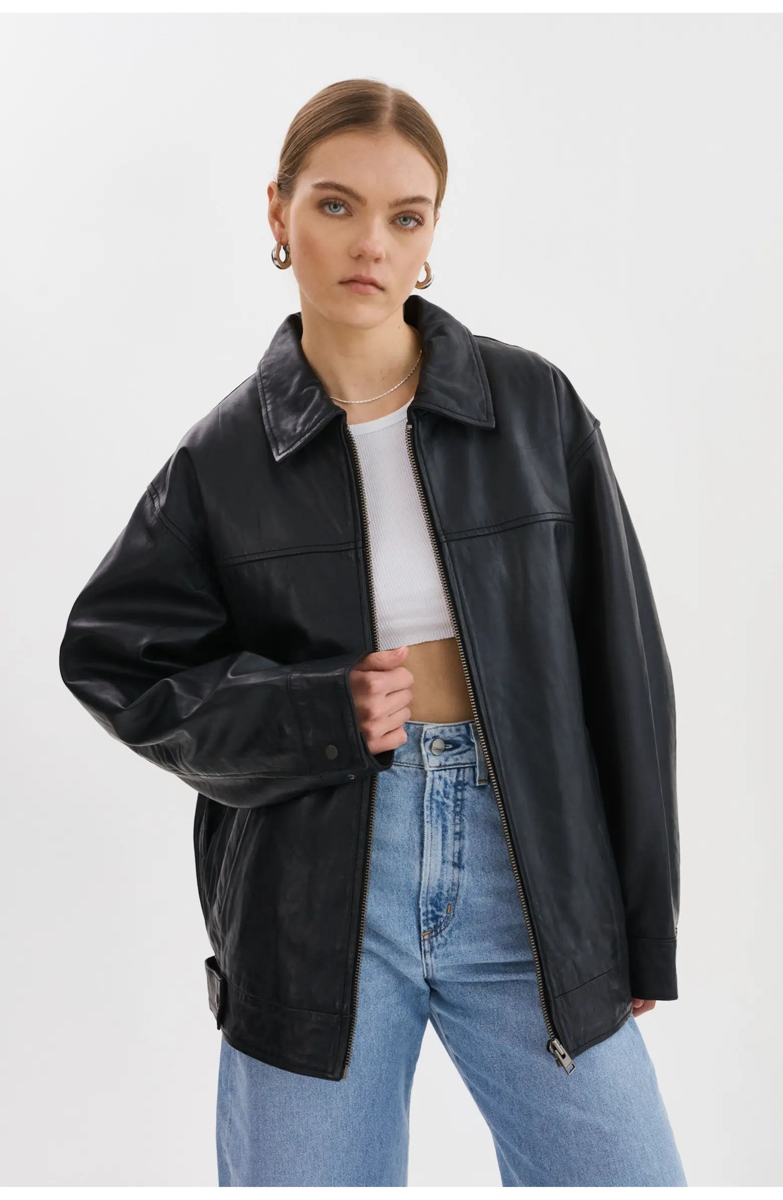 THEIA | Leather Bomber Jacket | Nordstrom