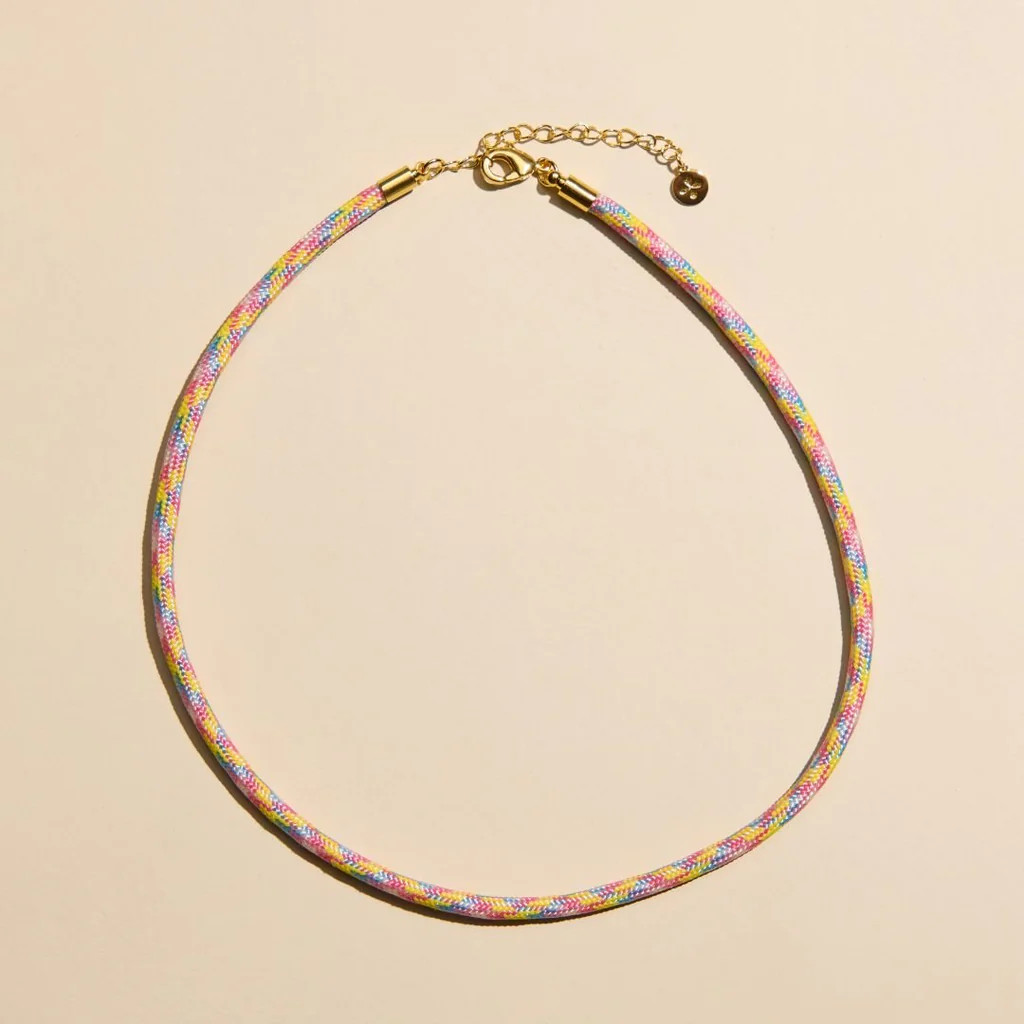 Rainbow Minimalist Cord Necklace | Nickel and Suede