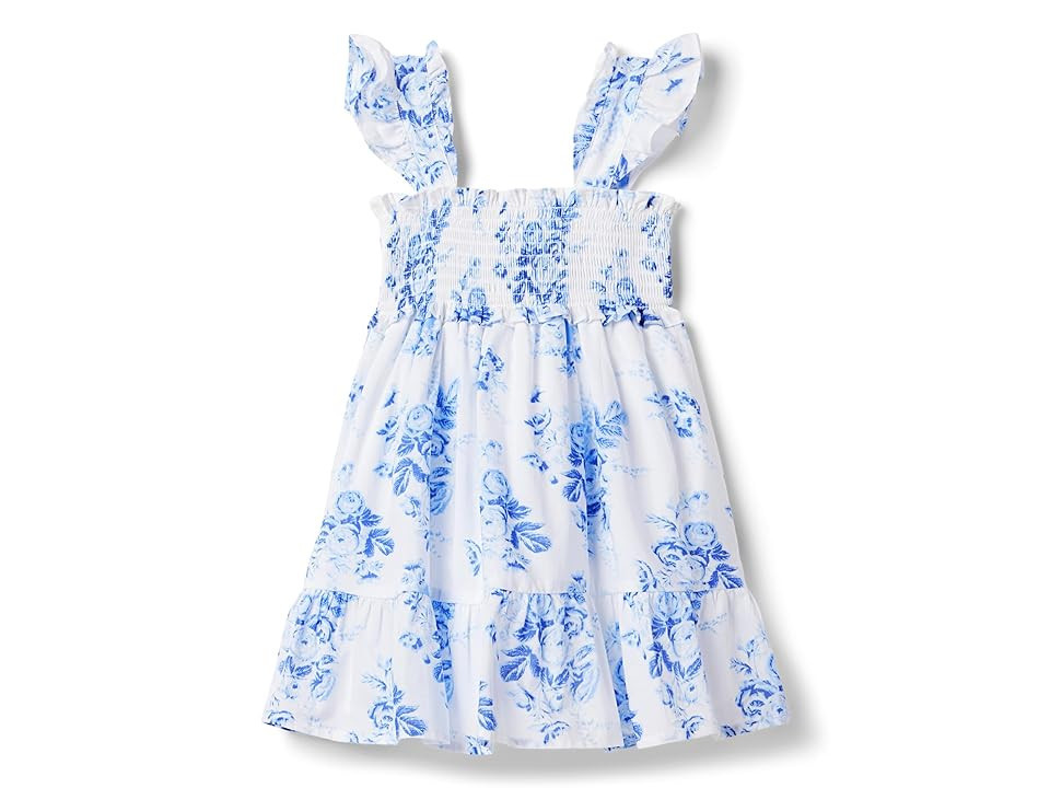 Janie and Jack Smocked Floral Dress (Toddler/Little Kids/Big Kids) Girl's Clothing Blue : 10 Big Kid, Cotton | Zappos