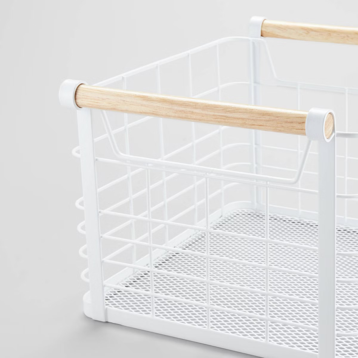Small Wire Natural Wood Handles Milk Crate White - Brightroom™ | Target