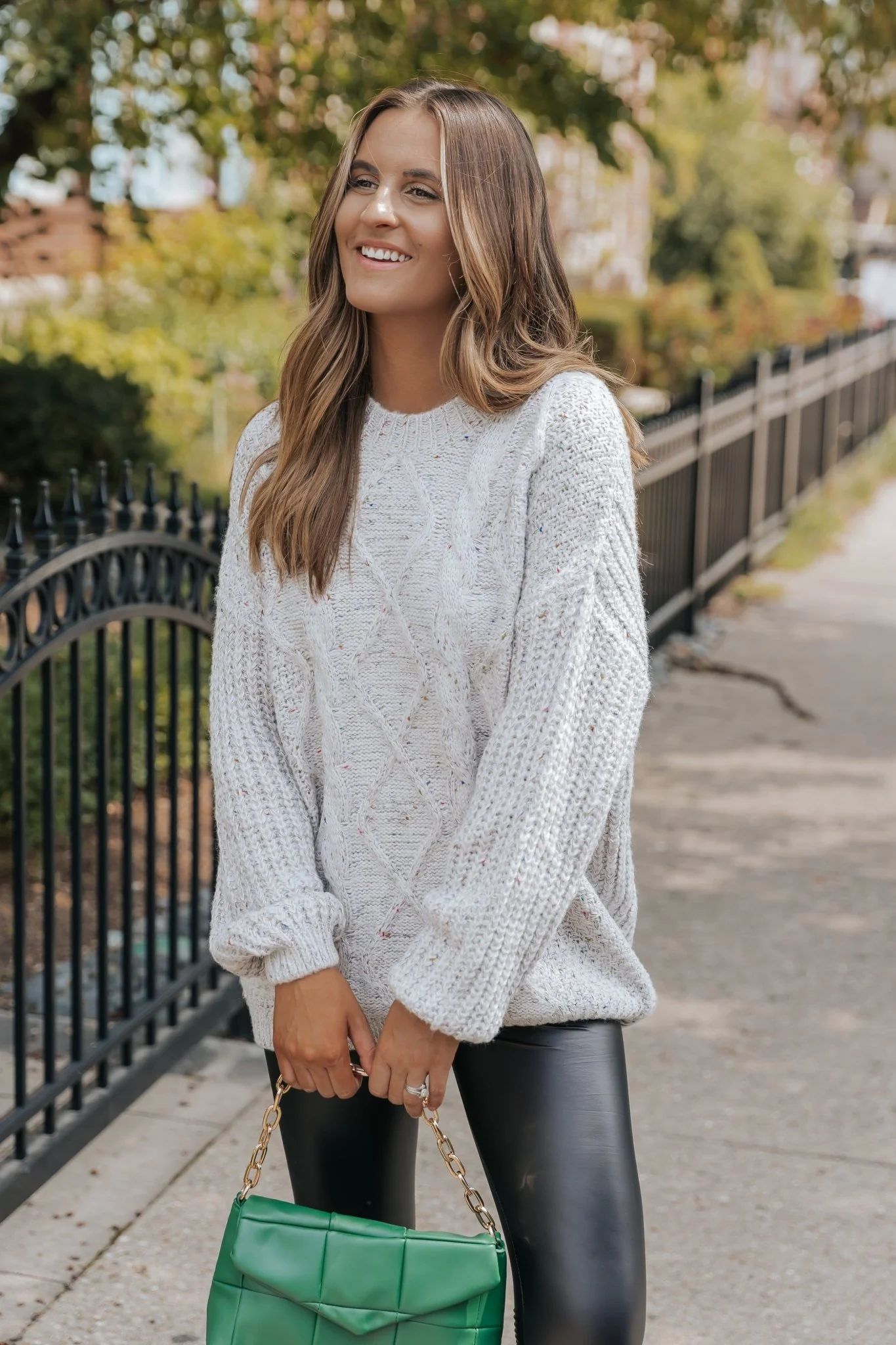 Heather Grey Confetti Cable Knit Sweater | Magnolia Boutique | Magnolia Boutique