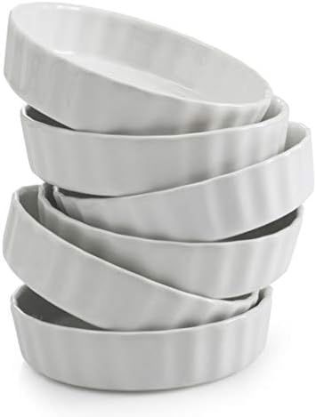 GOURMEX White, Round, Fluted Quiche Baking Dish | Ceramic Nonstick Pan | Perfect for Baking Small... | Amazon (US)