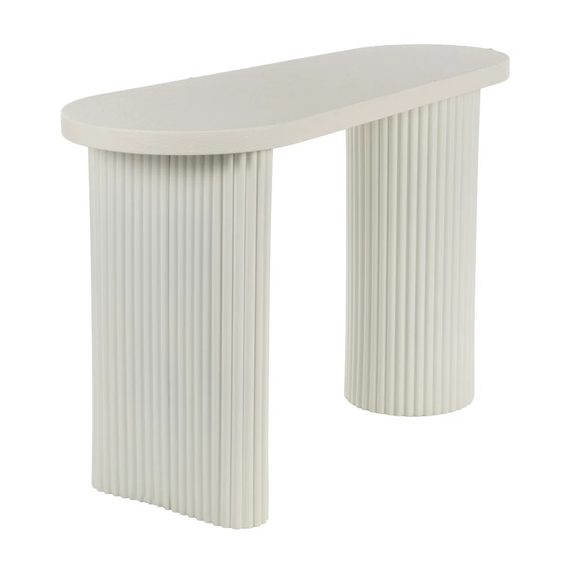 White Metal Handmade Oval Living Room Console Table with Ribbed Legs, 47" x 19" x 30" | Wayfair North America