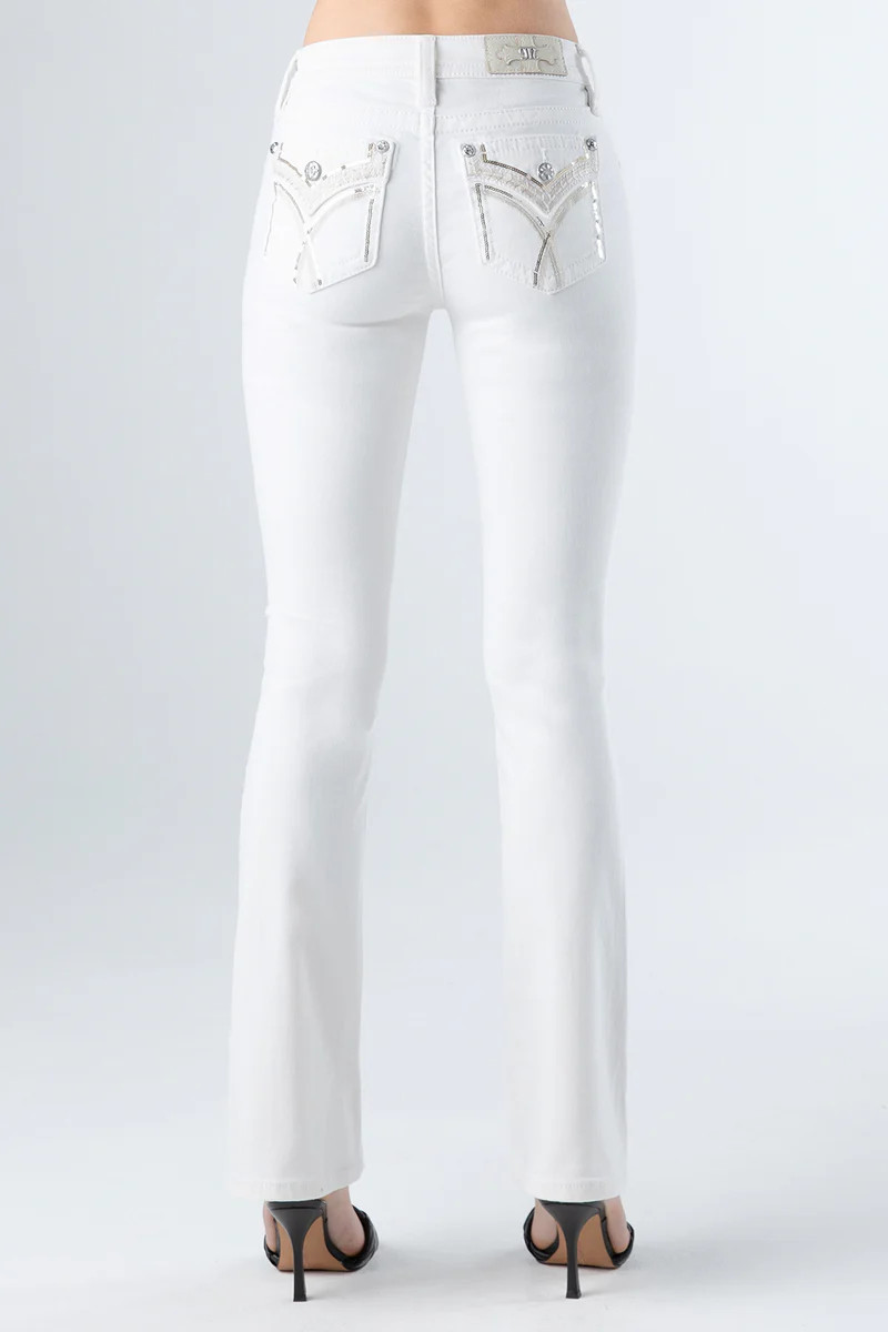 Women's White Crossed Lines Denim | Miss Me