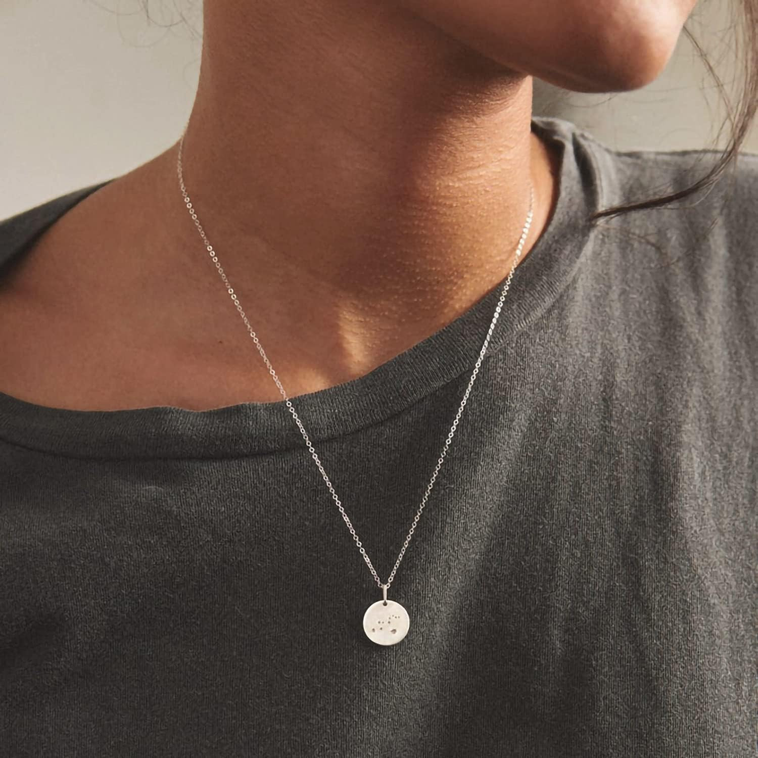 MEVECCO Gold Necklace Coin Disc Zodiac 12 Constellation Star Connected Engraved Horoscope Sign As... | Amazon (US)