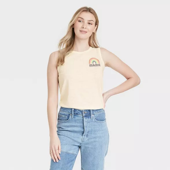 Women's Mother's Day Mama Rainbow Graphic Tank Top - Off-White | Target