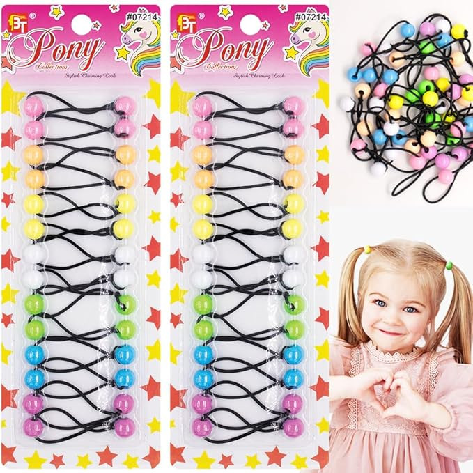 Beauty Town 28 Pcs 12mm Pastel Assorted Hair Ties with Balls Bubble Ponytail Holders for Kids Tod... | Amazon (US)