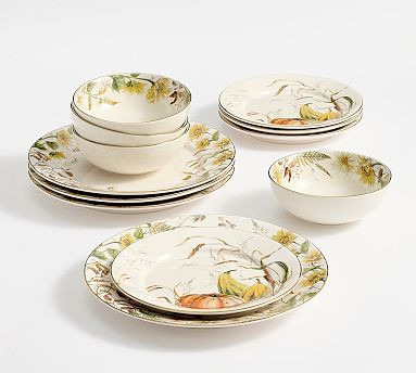 Bedford Harvest Gourd 12-Piece Stoneware Dinnerware Set | Pottery Barn (US)