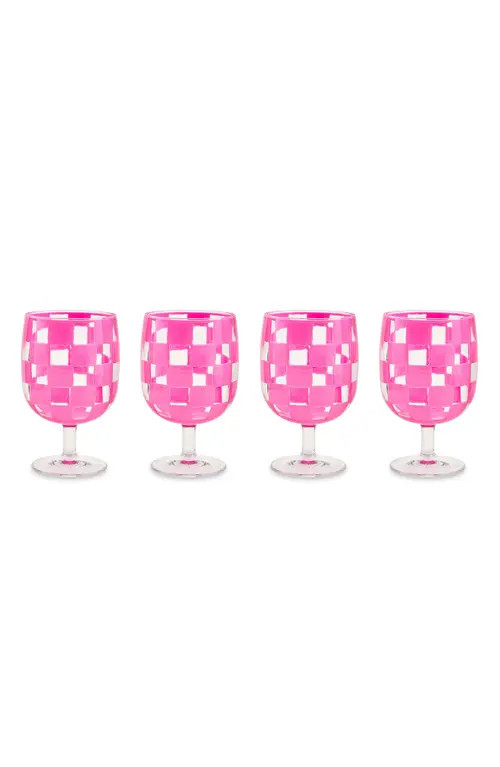 MACKENZIE CHILDS Set of 4 Pink Check Acrylic Water Goblets at Nordstrom | Nordstrom