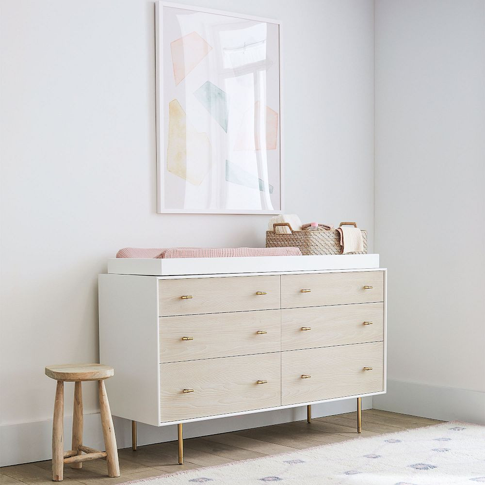 Modernist 6-Drawer Wide Dresser with Removable Topper (56") - White | West Elm (US)