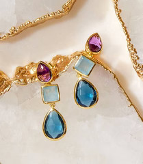 Mixed Triple Gemstones Earrings | Karen Kane