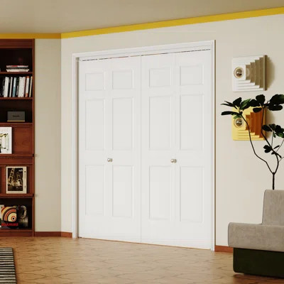 Bifold Door - White 6 Shape Design Solid + Manufactured Wood Finished Folding Interior Doors With Hardware Kit | Wayfair North America