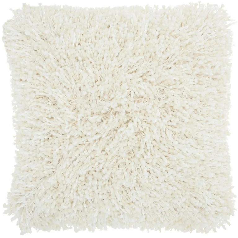 Nourison Shag Solid Cream Decorative Throw Pillow , 20" x 20" | Walmart (US)