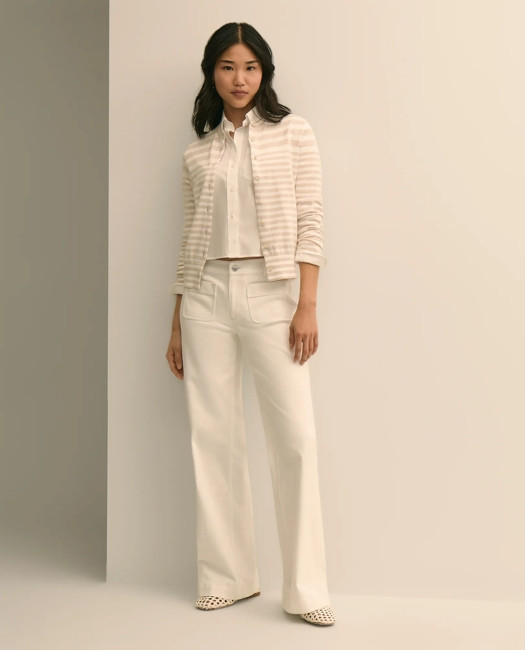 Brooks Brothers Women's Patch-Pocket Flare Jeans | White | Size 16 | Brooks Brothers