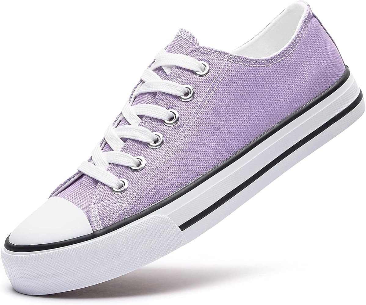Womens Canvas Sneakers Low Top Lace Up Canvas Shoes Fashion Comfortable… | Amazon (US)