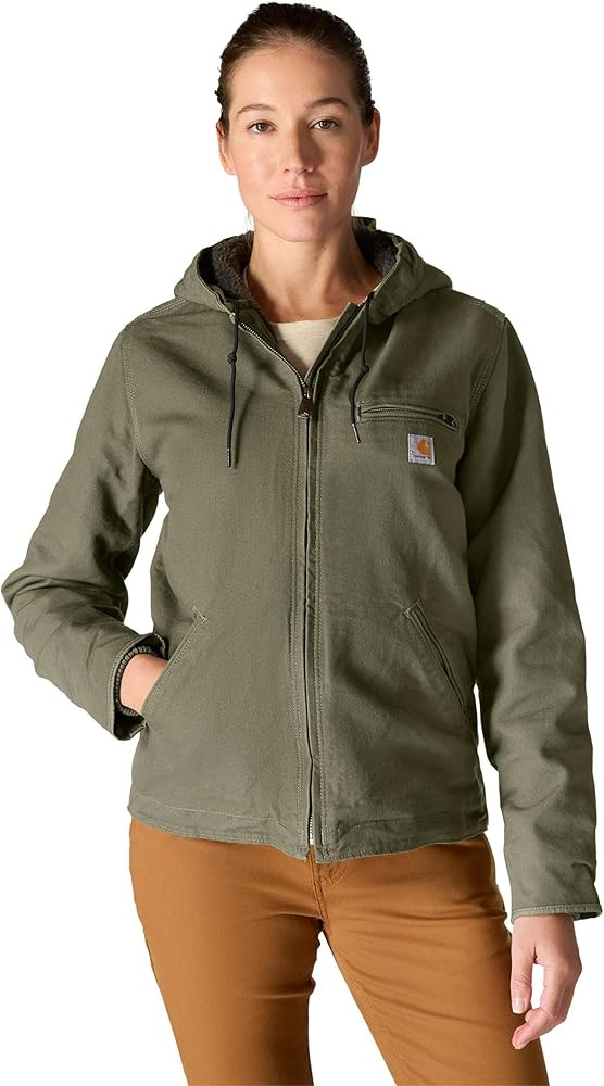 Carhartt Women's Loose Fit Washed Duck Sherpa Lined Jacket | Amazon (US)