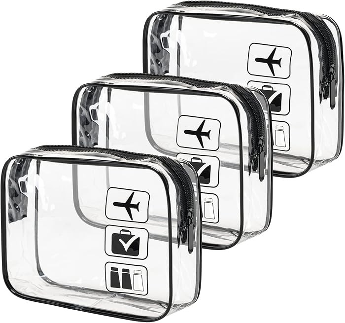 MODENGKONGJIAN TSA Approved Toiletry Bag, 3 Pcs Clear Toiletries Bags Quart Size Travel Makeup Co... | Amazon (US)