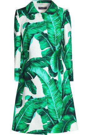 Printed cotton and silk-blend jacquard coat | The Outnet US