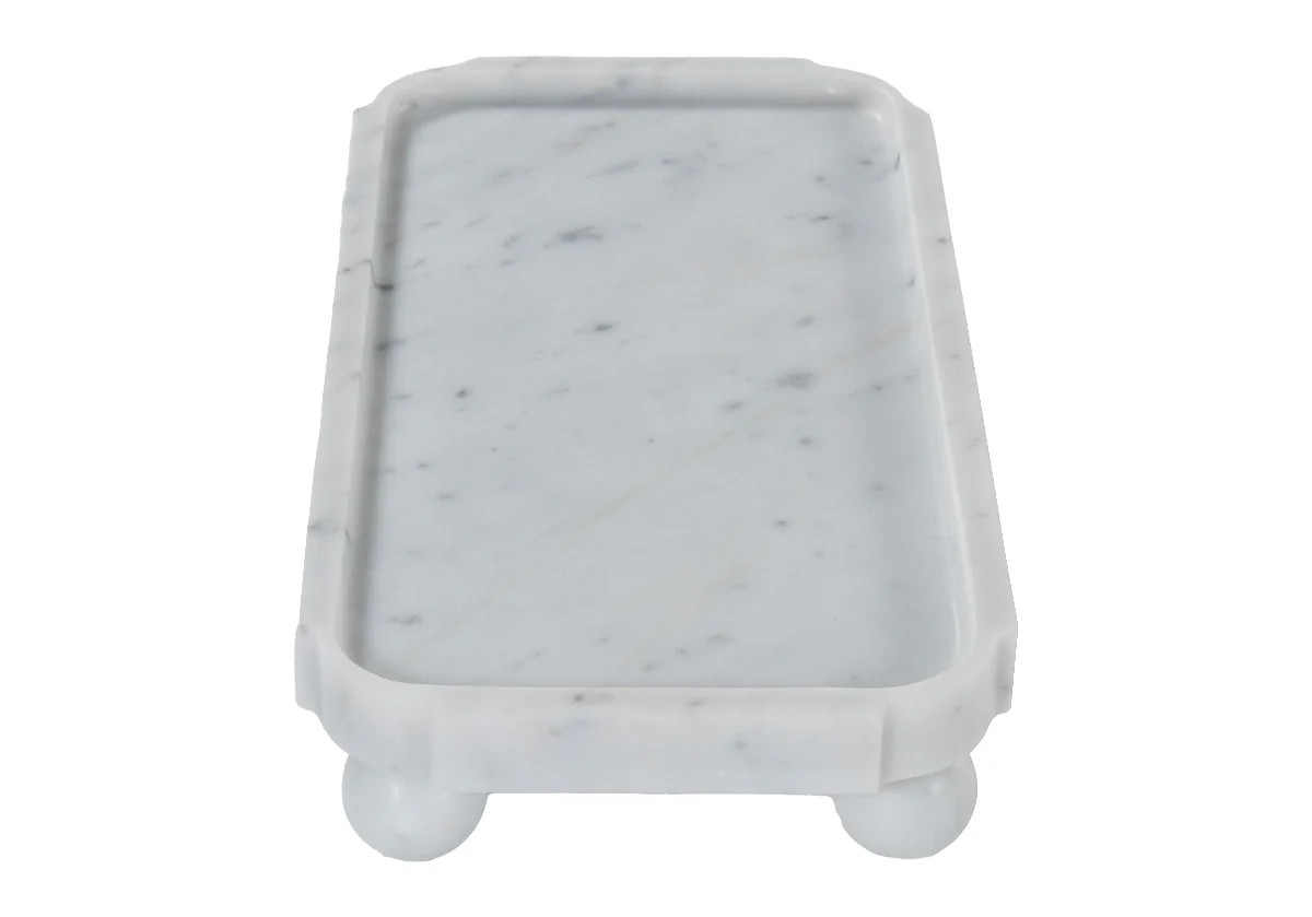 GRAND MARBLE FOOTED TRAY | Bianco Carrara | Alice Lane Home Collection