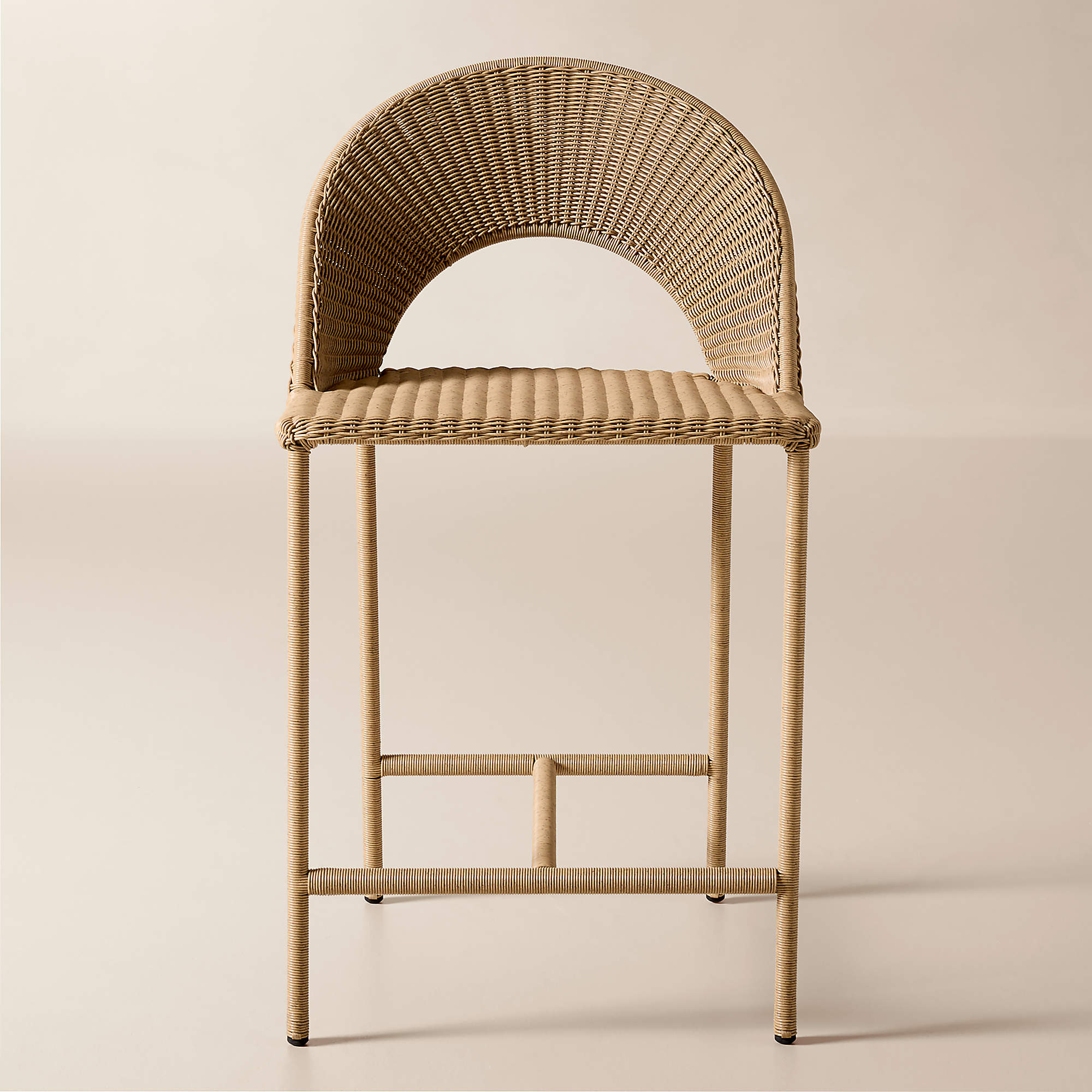 Arly Light Brown All-Weather Rattan Outdoor Counter Stool | CB2 | CB2