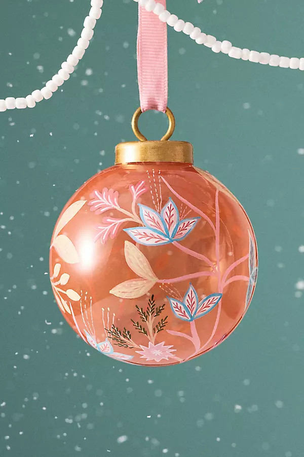 Handpainted Floral Glass Ornament | Anthropologie (US)