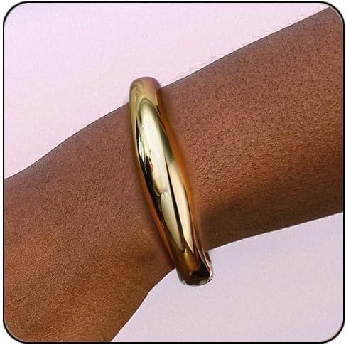 Elegance 11 designs Gold Cuff Bangle Bracelets For Women Trendy Hinged Cuff Open Wide Chunky Gold... | Amazon (US)