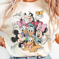 Retro Mickey and Friends Signatures Shirt, Magical Shirt, Disney Characters Tee, Disney Mouse Hea... | Etsy (US)