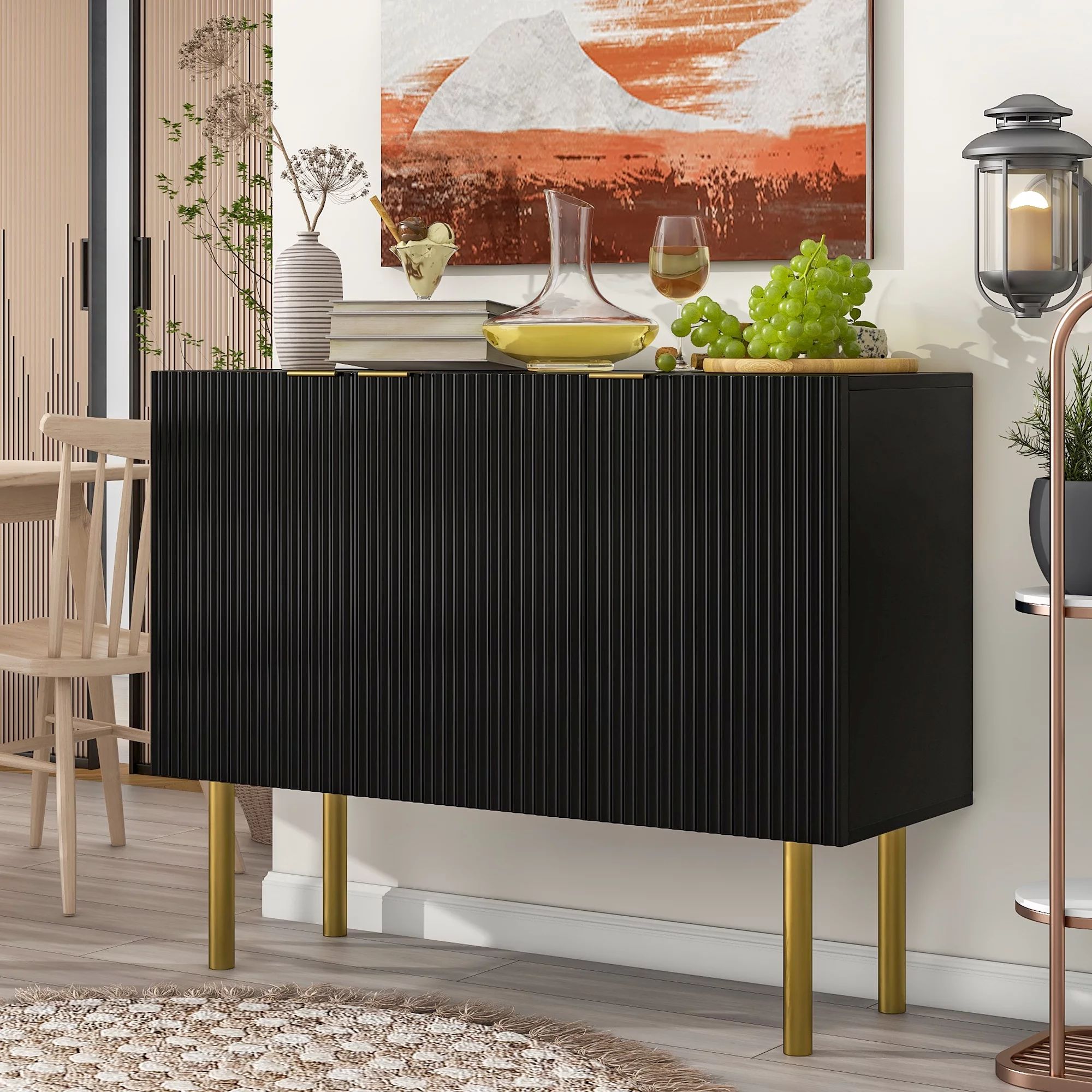 Modern Simple & Luxury Style Sideboard Particle Board & MDF Board Cabinet with Gold Metal Legs & ... | Walmart (US)