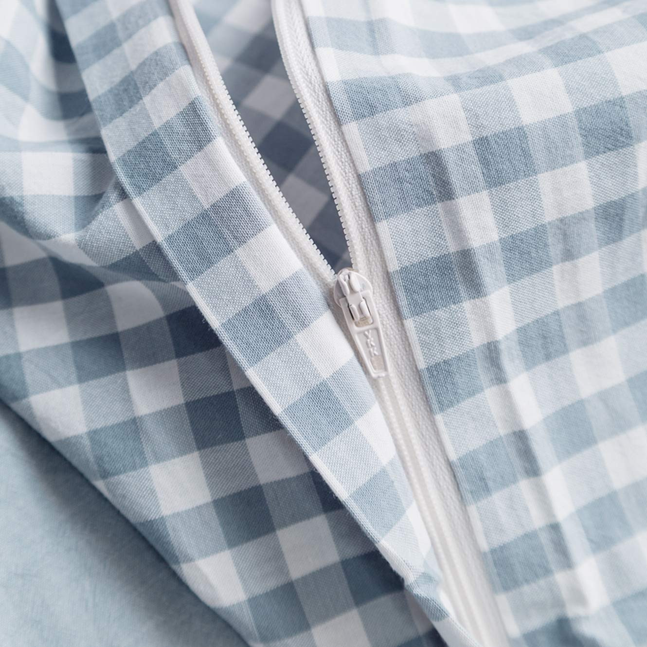 SUSYBAO Gingham Duvet Cover King 100% Washed Cotton Light Blue Plaid Duvet Cover 3 Pieces Set 1 B... | Amazon (US)