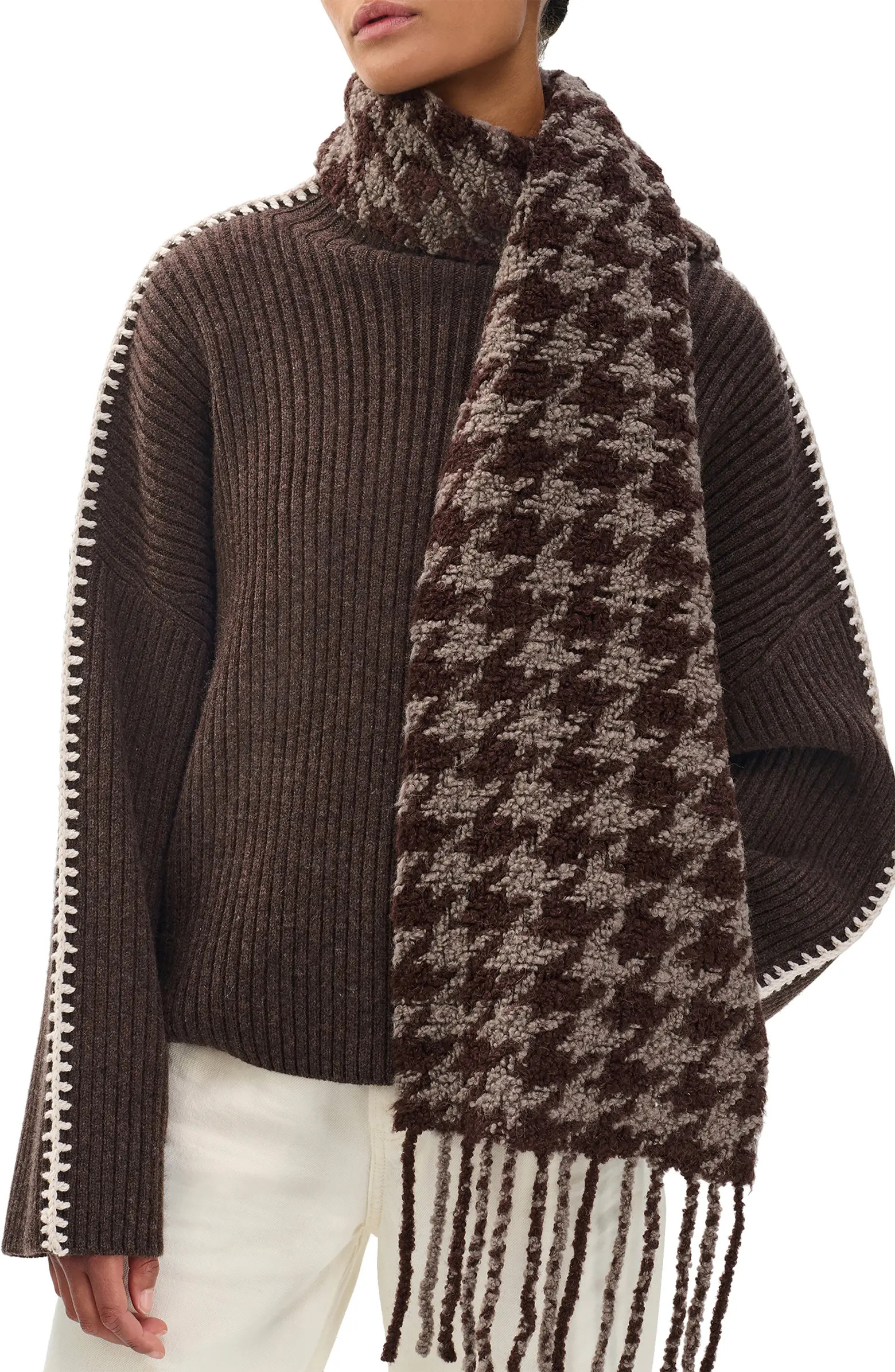 rag & bone Nora Houndstooth Fringe Scarf | Nordstrom | Nordstrom