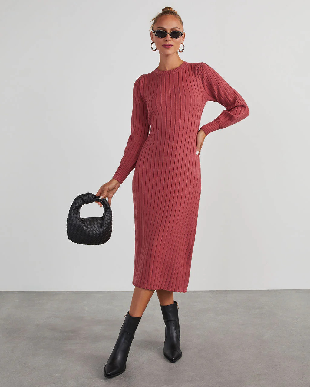 Robin Balloon Sleeve Sweater Midi Dress | VICI
